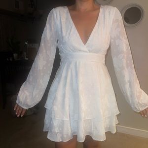 Lulus white long sleeve mini dress